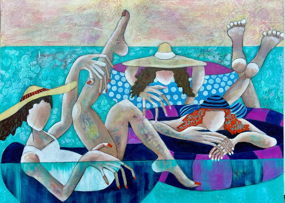 Babes Rafting Rendezvous - Acrylic on Canvas - 30 x 40"
