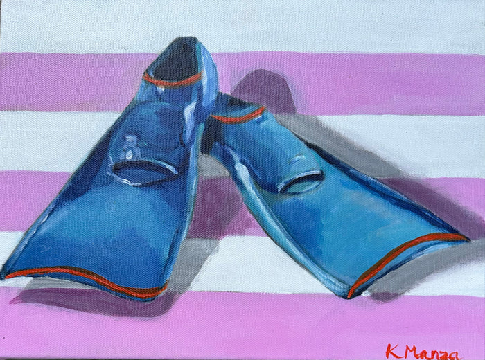 Flippers in Pink - Acrylic on Canvas - 9 x 12
