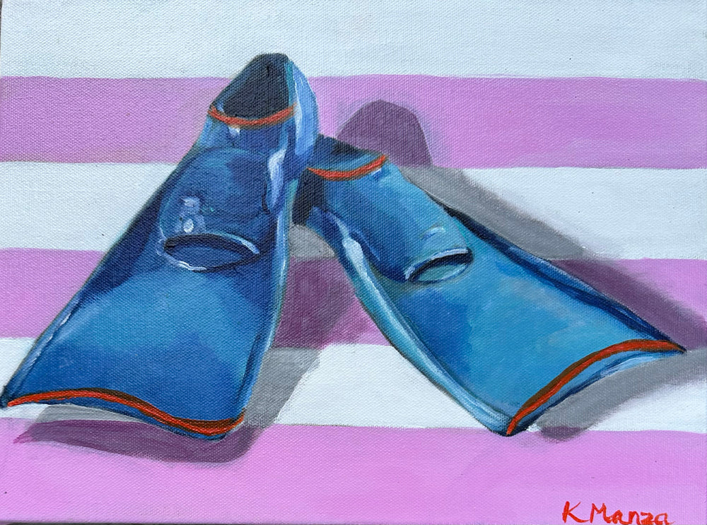 Flippers in Pink - Acrylic on Canvas - 9 x 12"