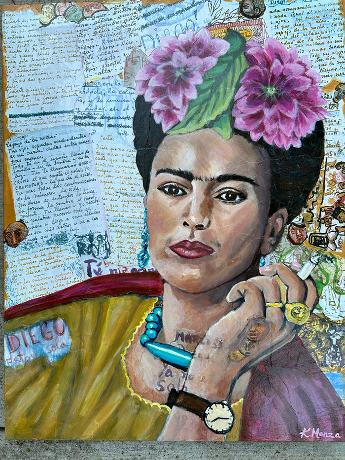 Frida: Letters to Diego - Acrylic/Collage on Canvas - 22 x 28