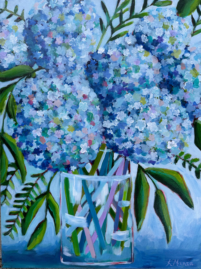 Gentle Hydrangea Hues - Acrylic on Canvas - 18 x 22