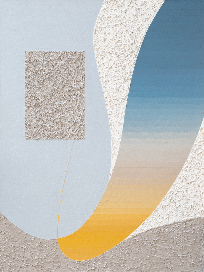 Be Present - acrylic, sand, plaster on canvas- 18 x 24
