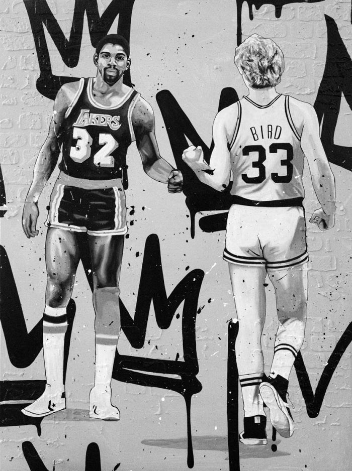 Rivalry: Magic Johnson/Larry Bird - Acrylic on Canvas - 30 x 40