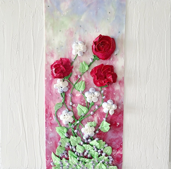 Climbing Flowers - Acrylic on Canvas - 12 x 12
