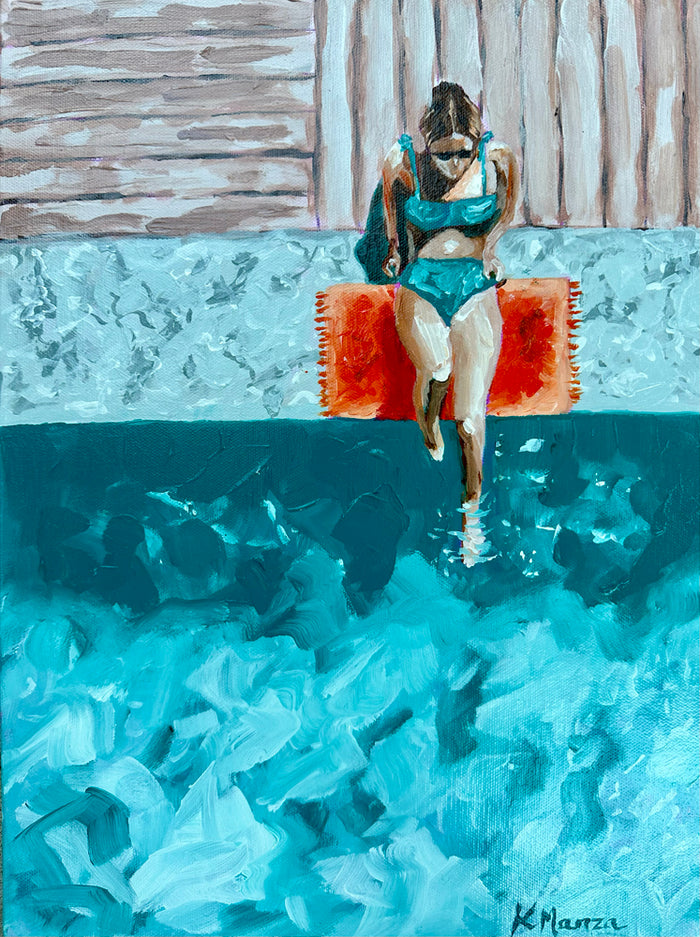 Sitting by the Pool - Acrylic on Canvas - 12 x 16