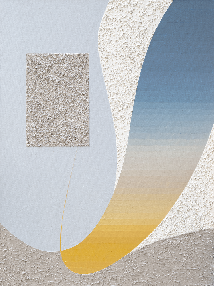Be Present - acrylic, sand, plaster on canvas- 18 x 24"