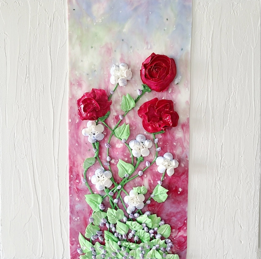 Climbing Flowers - Acrylic on Canvas - 12 x 12"