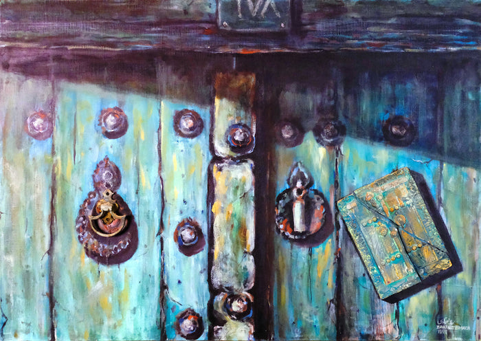 The Blue Door- Acrylic/Mixed Media on Canvas - 19.5